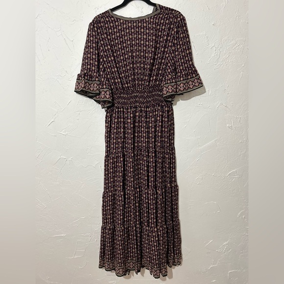 NWOT Max Studio Boho Print Short Sleeve V-Neck Maxi Dress in Purple/ Pink Sz 1X - Picture 10 of 11